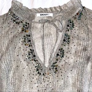 DKNYC - embellished sheer tunic Sz L